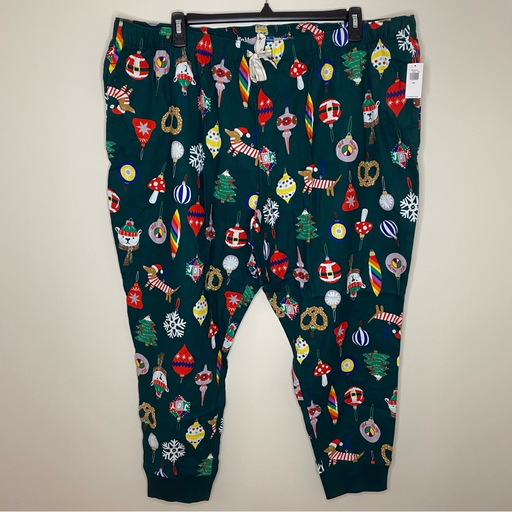 NWT Old Navy Women’s XXL Green Christmas Matching Family Ornaments Pajama Pants